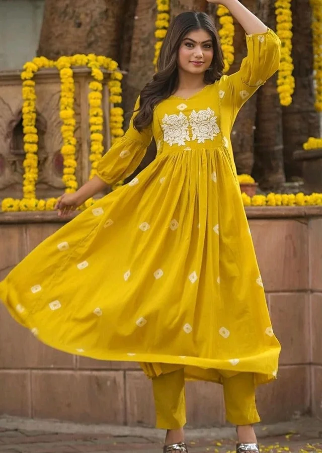 All in Yellow Cotton Kurti Set - Buddha Gold, XXL