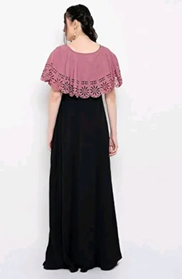 Women's Crepe Solid Sleeveless Full Length Gown - Puce, L