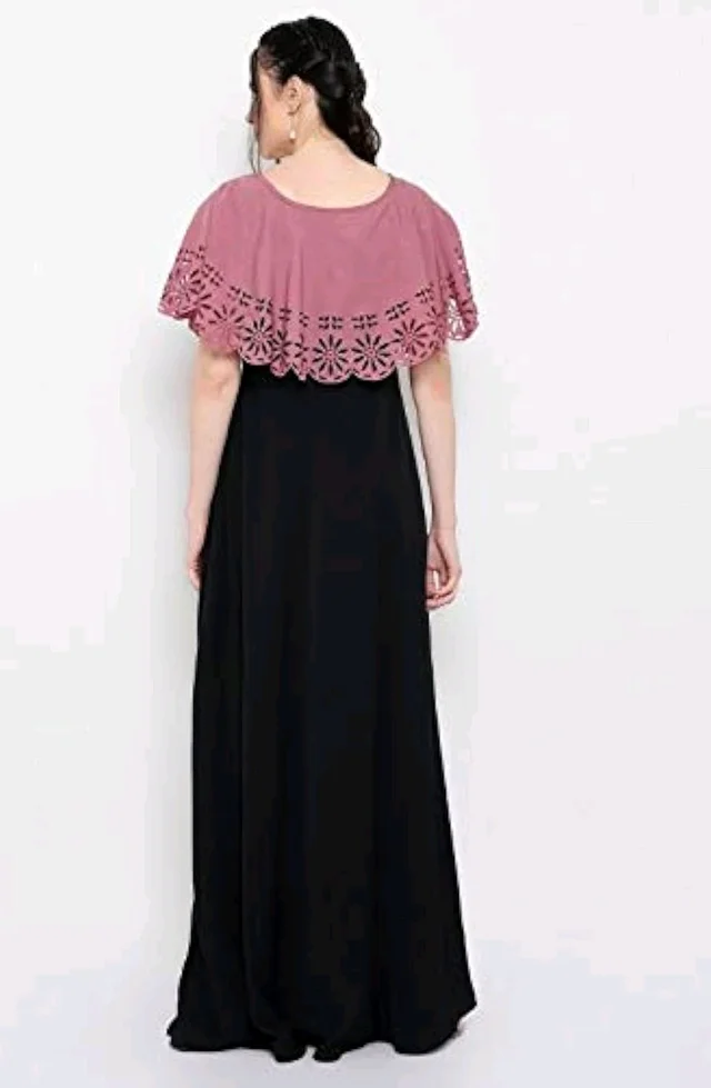 Women's Crepe Solid Sleeveless Full Length Gown - Puce, L
