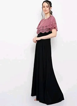 Women's Crepe Solid Sleeveless Full Length Gown - Puce, L