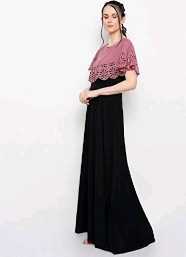 Women's Crepe Solid Sleeveless Full Length Gown - Puce, L