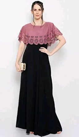 Women's Crepe Solid Sleeveless Full Length Gown - Puce, L