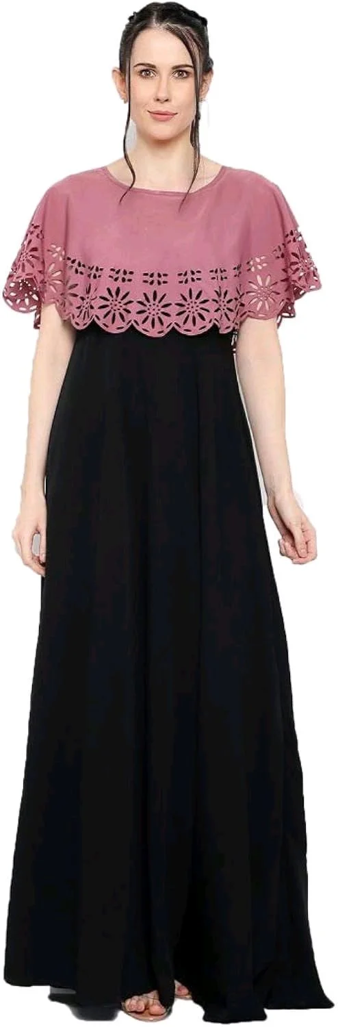 Women's Crepe Solid Sleeveless Full Length Gown - Puce, M