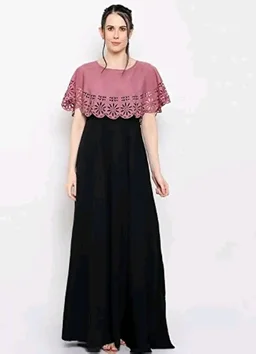 Women's Crepe Solid Sleeveless Full Length Gown - Puce, M