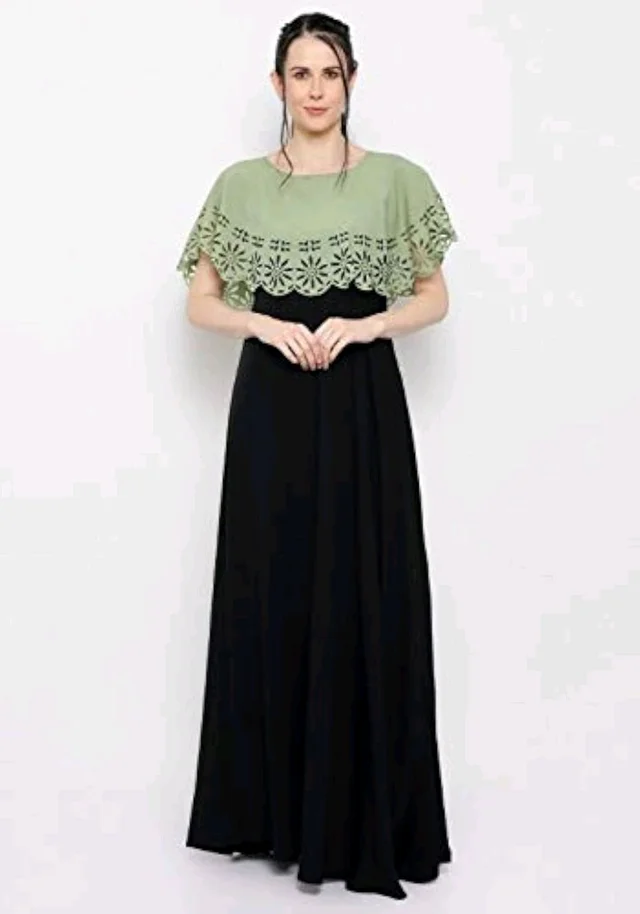 Women's Crepe Solid Sleeveless Full Length Gown - Schist, S
