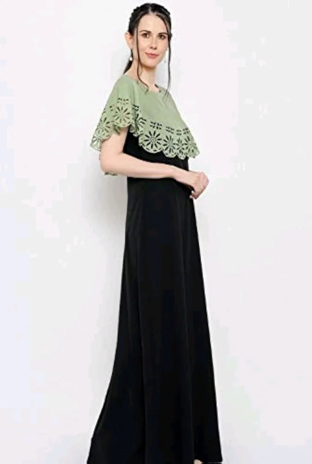 Women's Crepe Solid Sleeveless Full Length Gown - Schist, S