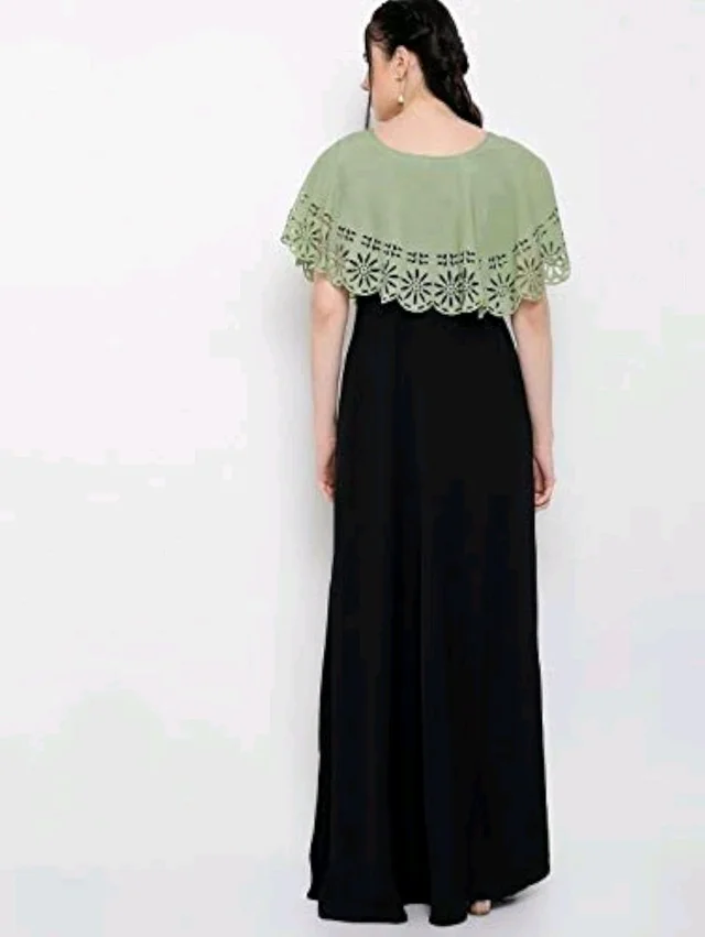 Women's Crepe Solid Sleeveless Full Length Gown - Schist, 2XL