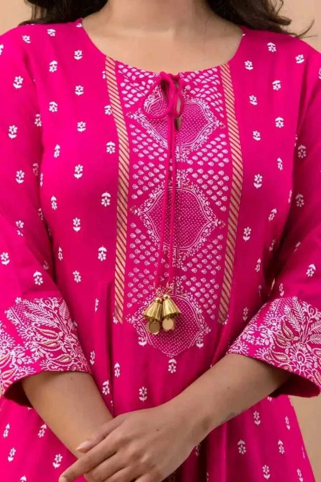 Women Viscose Rayon Kurta. Pant Dupatta Set - Razzmatazz, L