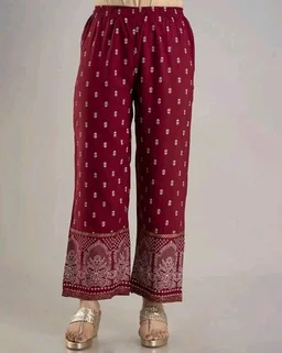 Women Viscose Rayon Kurta. Pant Dupatta Set - Claret, 2XL