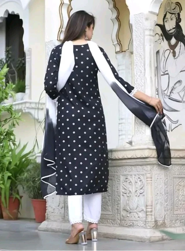Rayon Embroidered Kurta Set With Dupatta - black, 2XL