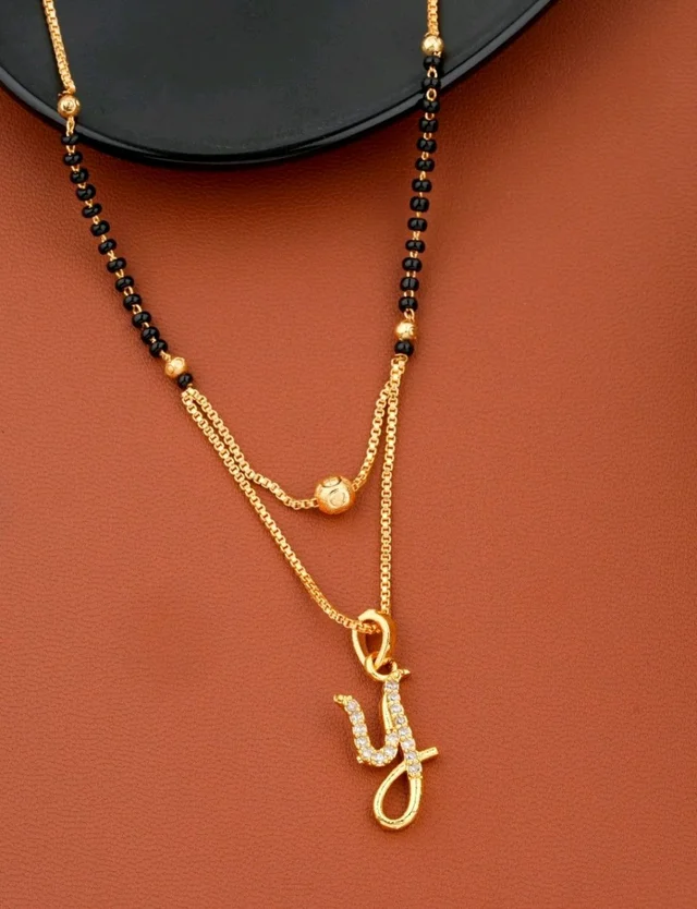NAME LETTER 18 Inch gold plated short mangalsutra with SURPRISE GIFT for women Alloy Mangalsutra