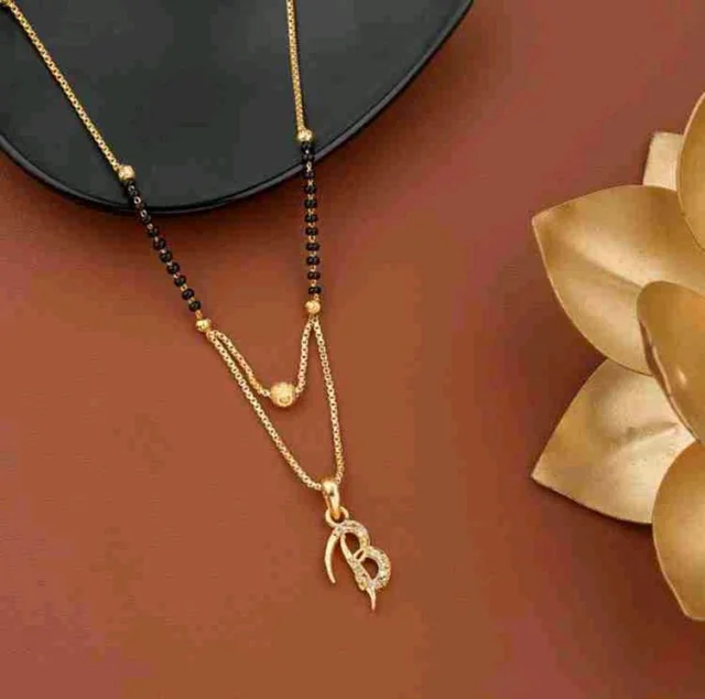 NAME LETTER 18 Inch gold plated short mangalsutra with SURPRISE GIFT for women Alloy Mangalsutra