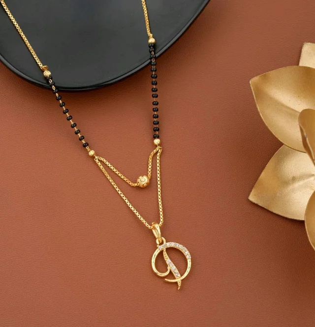 NAME LETTER 18 Inch gold plated short mangalsutra with SURPRISE GIFT for women Alloy Mangalsutra