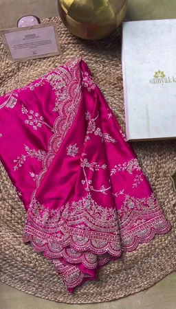 Pink Color Sequence Work Japan Satin Wedding Wear Saree Blouse - Free Size, pink