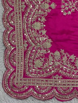 Pink Color Sequence Work Japan Satin Wedding Wear Saree Blouse - Free Size, pink