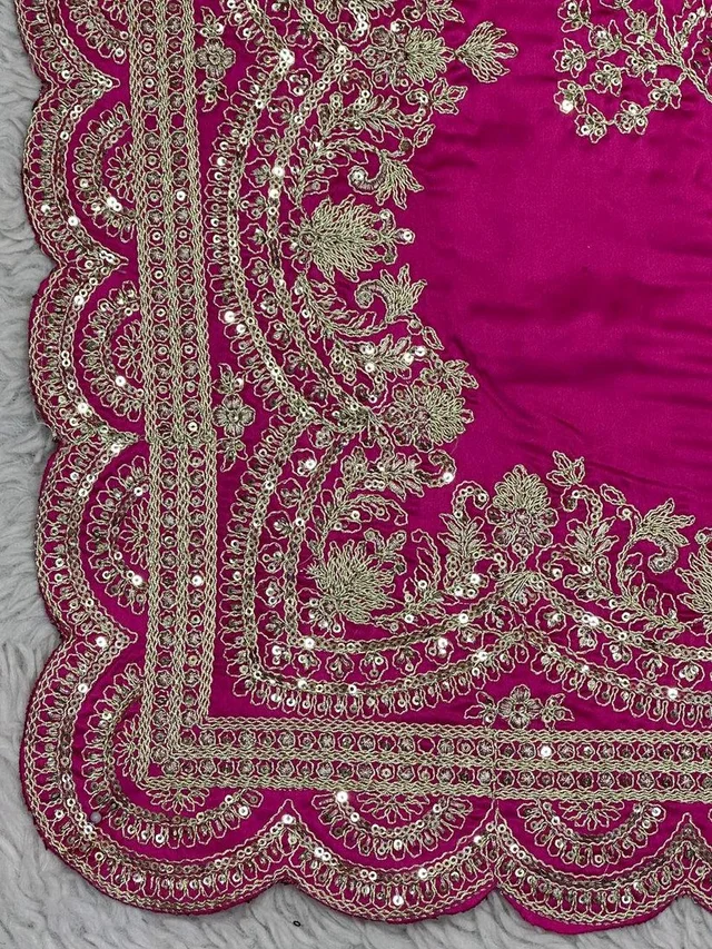 Pink Color Sequence Work Japan Satin Wedding Wear Saree Blouse - Free Size, pink