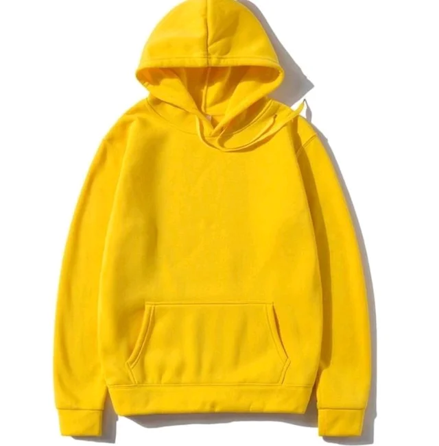 Men Full Sleeve Solid Hooded Sweatshirt - yellow, L
