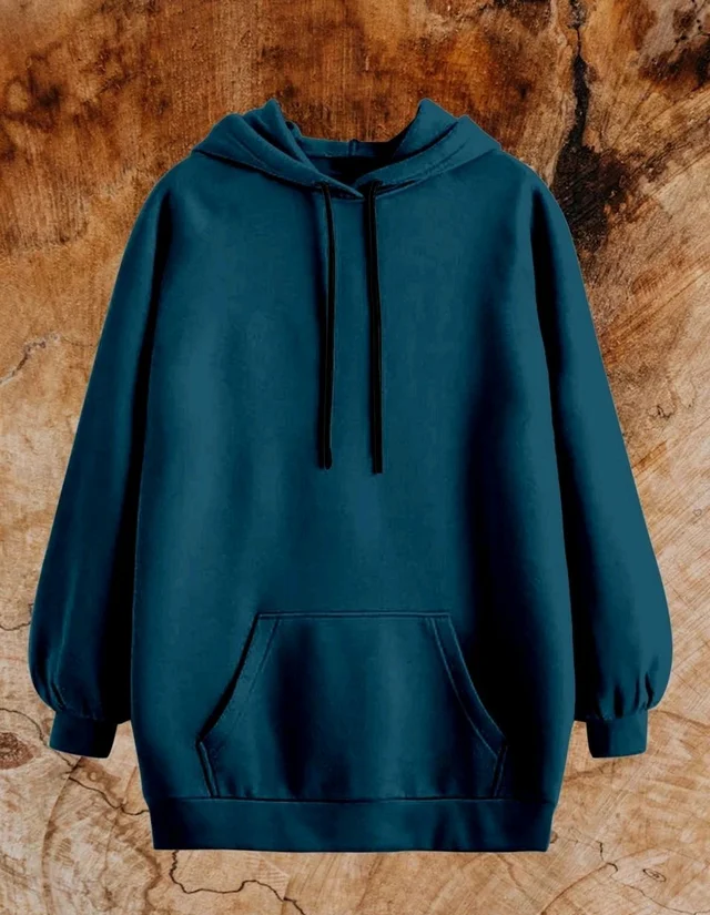 Men Full Sleeve Solid Hooded Sweatshirt - Prussian Blue, XL