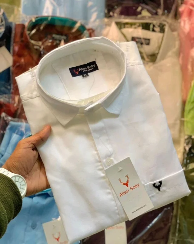 Cotton Allen solly full sleeve plain shirt - White, 2XL