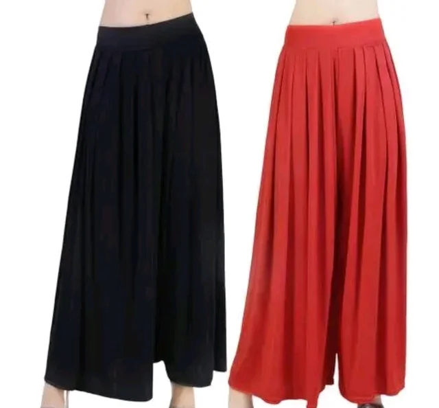 Women's Regular Fit Palazzos |Jambo Plazo | Elephant Plazo - Pack of 2 - 28, Black