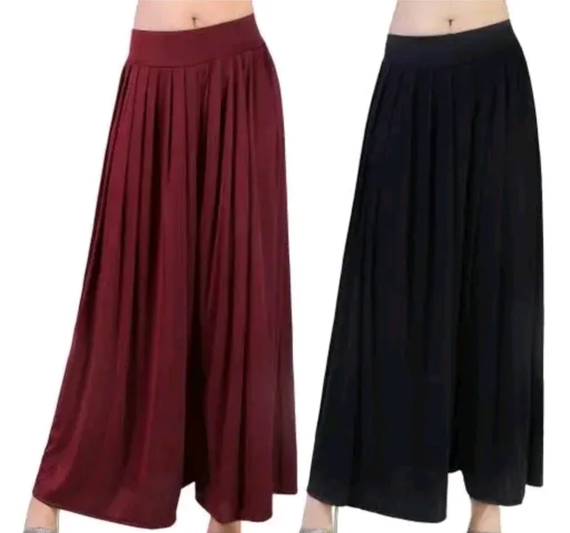 Women's Regular Fit Palazzos |Jambo Plazo | Elephant Plazo - Pack of 2 - 36, Wine Berry