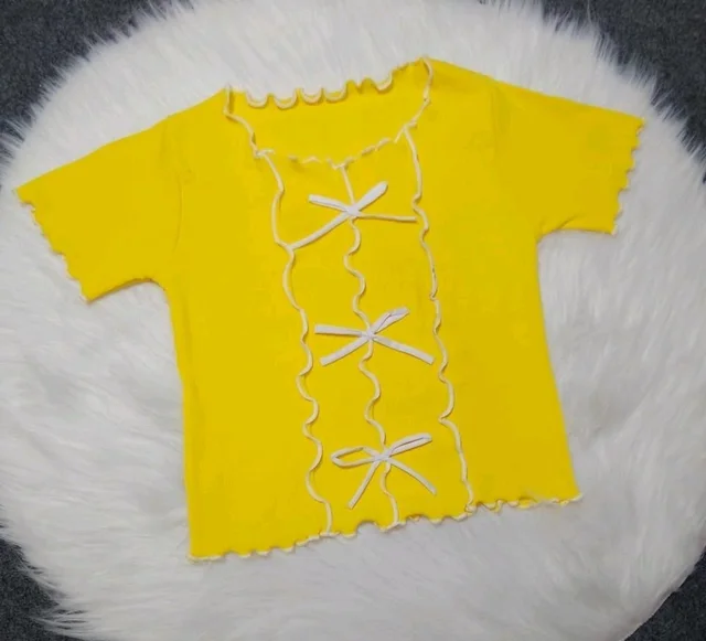 Casual Regular Sleeves Self Design Women Pink Top - Yellow, S