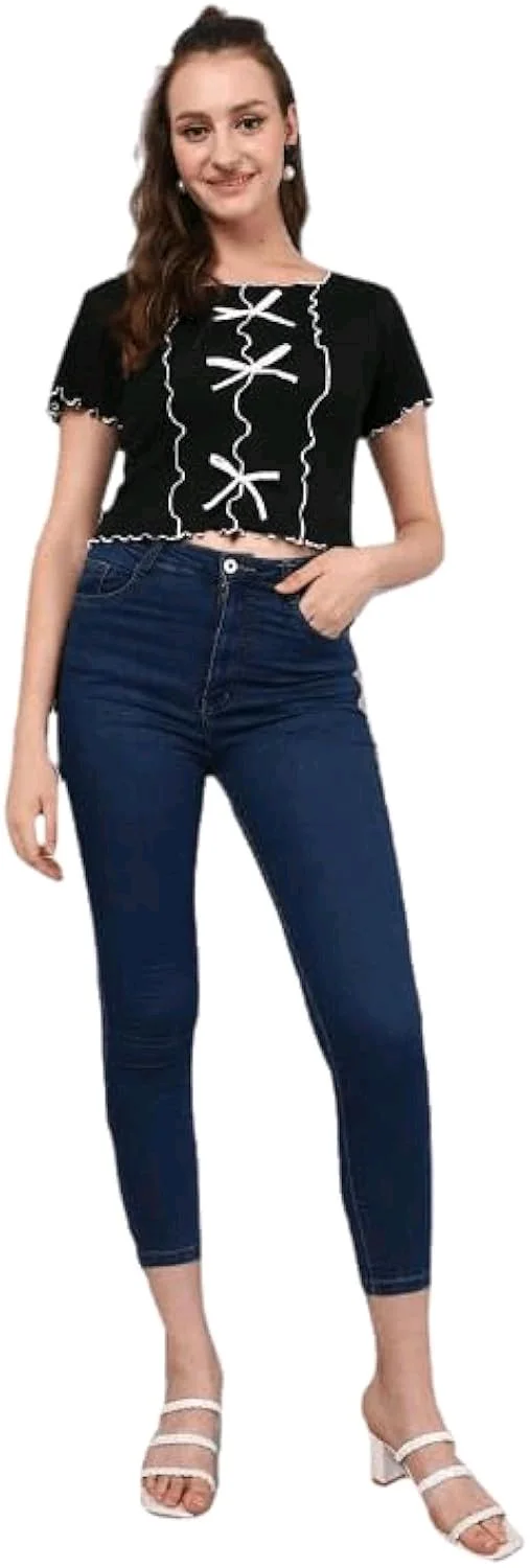 Casual Regular Sleeves Self Design Women Pink Top - Black, XS