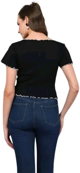 Casual Regular Sleeves Self Design Women Pink Top - Black, XS