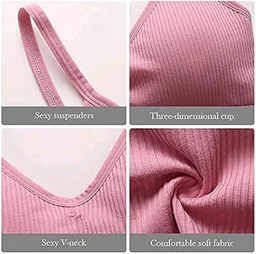 NanoEdge Crop Top for Women Cropped Cami Women's Top Camisole Built in Bra Free Size (28 Till 32) Pack of 1 (Pink - Turkish Rose, 28A