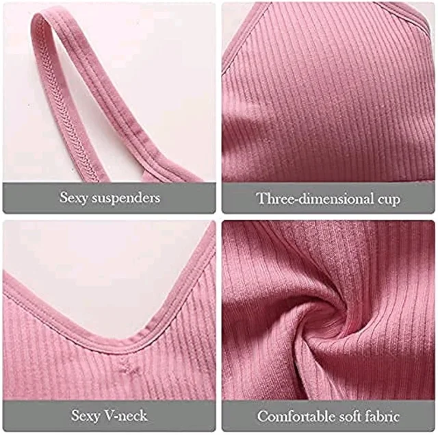 NanoEdge Crop Top for Women Cropped Cami Women's Top Camisole Built in Bra Free Size (28 Till 32) Pack of 1 (Pink - Turkish Rose, 28A