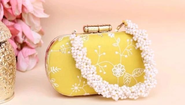 Women's Embroidered Printed Clutch (Multicolor) - Yellow, One Size