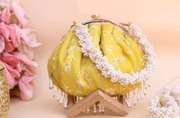 Women's Embroidered Printed Clutch (Multicolor) - Yellow, One Size