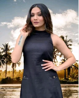 Mehendi Halter Neck Kurta & Cotton Culottes - Black, L