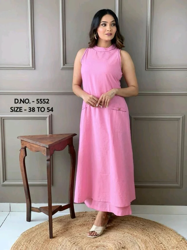Mehendi Halter Neck Kurta & Cotton Culottes - pink, S