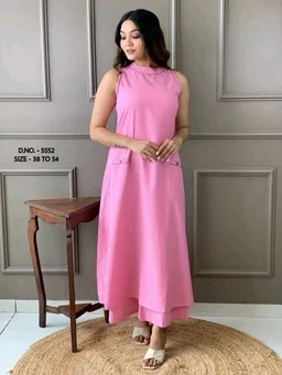 Mehendi Halter Neck Kurta & Cotton Culottes - pink, S