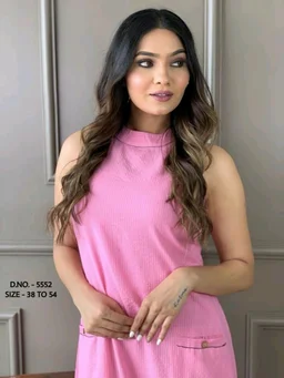 Mehendi Halter Neck Kurta & Cotton Culottes - pink, S