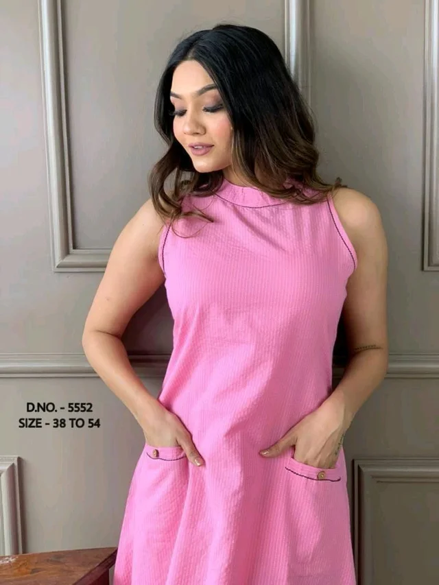 Mehendi Halter Neck Kurta & Cotton Culottes - pink, S