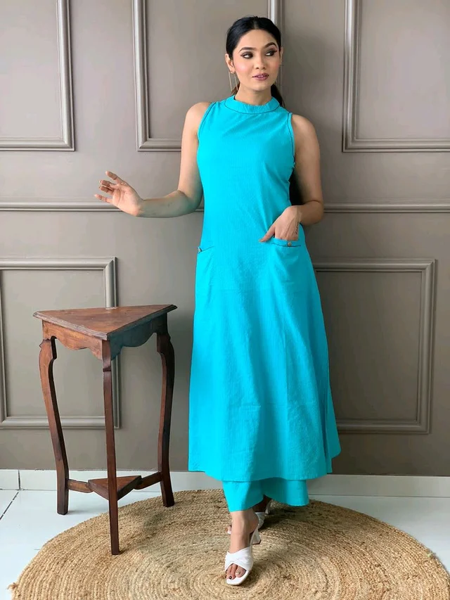 Mehendi Halter Neck Kurta & Cotton Culottes - Scooter, XS