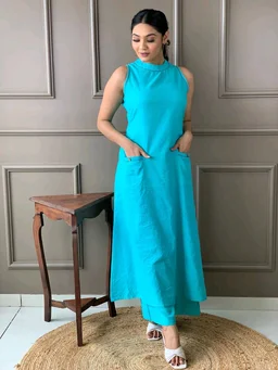Mehendi Halter Neck Kurta & Cotton Culottes - Scooter, XS