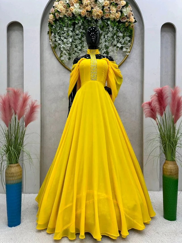 Looking for this same colour beautiful Designer Padded Gown - Corn, XL