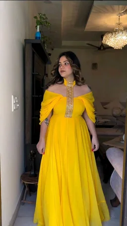 Looking for this same colour beautiful Designer Padded Gown - Corn, XL