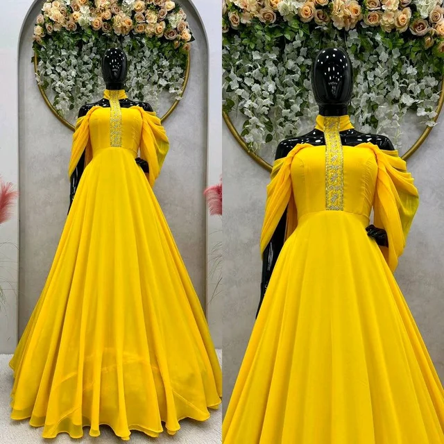Looking for this same colour beautiful Designer Padded Gown - Corn, XL