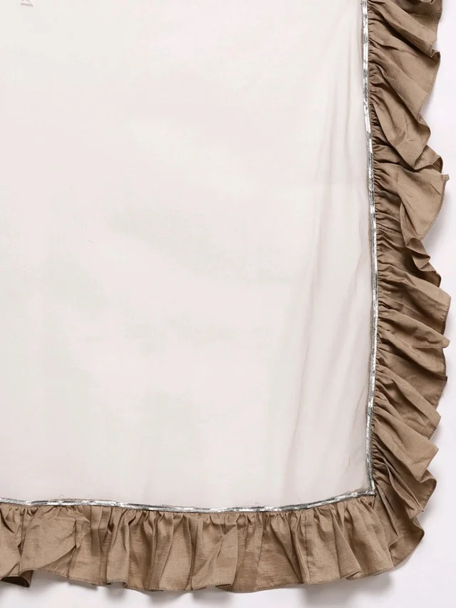 Women Beige Gotta Patti Kurta with Trousers & With Dupatta - Quicksand, 2XL