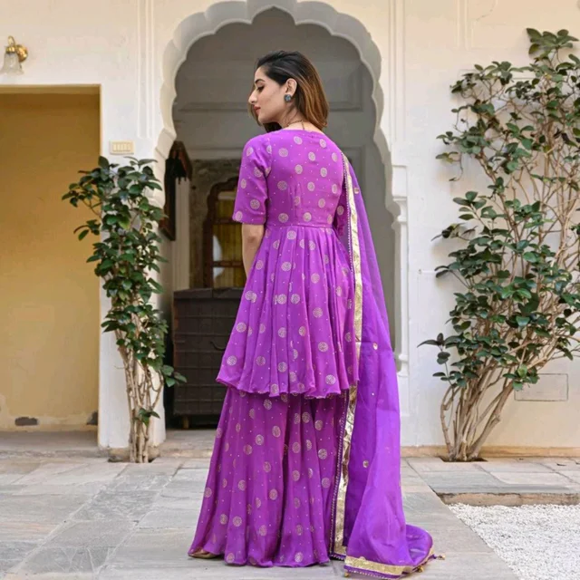 Women Viscose Rayon Kurta. Sharara Dupatta Set - Seance, 6XL