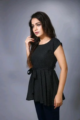 Printed Rayon Western Top for Woman | Tops for Girls | Regular Sleeve - Black, M