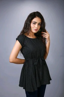 Printed Rayon Western Top for Woman | Tops for Girls | Regular Sleeve - Black, M