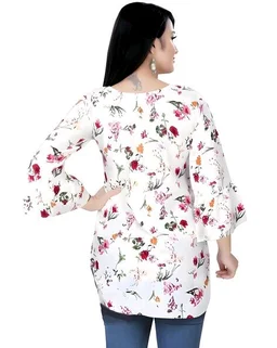 Casual Printed Women Blue Top - off white, L