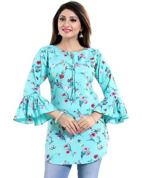 Casual Printed Women Blue Top - Charlotte, M