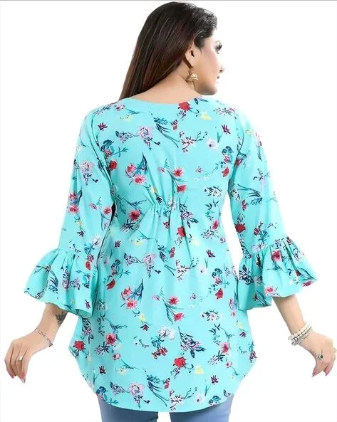 Casual Printed Women Blue Top - Charlotte, M