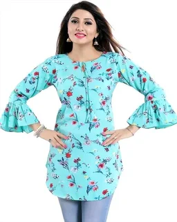Casual Printed Women Blue Top - Charlotte, M
